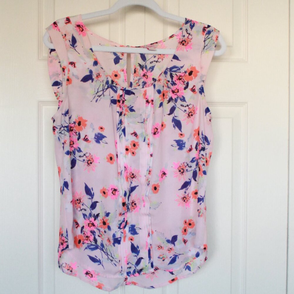 Candie's pink multi floral blouse size Large